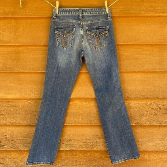 Calvin Klein Jeans Lean Boot Button Pockets Blue Jeans Size 27/4 - Picture 8 of 12